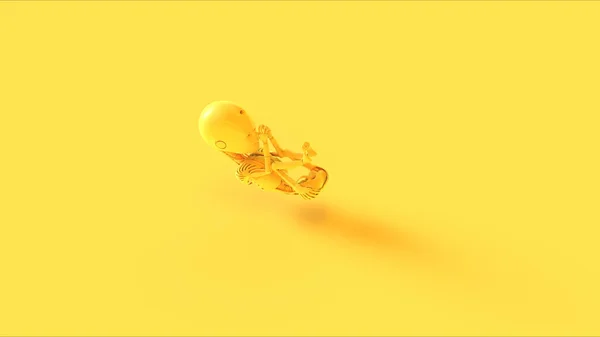 Yellow Futuristic Artificial Intelligence Embryo Baby Illustration Render — стоковое фото