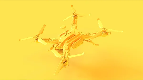 Yellow Unmanned Aerial Vehicle Drone Illustration Render — ストック写真