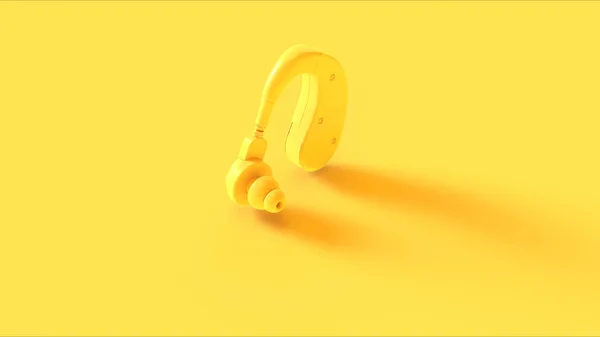 Κίτρινη Πίσω Από Αυτί Ακουστικό Εικόνα Καθιστούν — Φωτογραφία Αρχείου