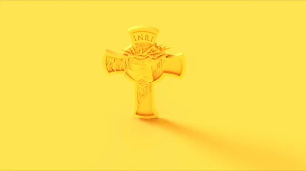 Yellow Jesus Cross Illustration Render — Stock Photo, Image