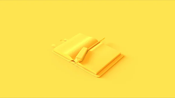 Yellow Small Notebook Small Post Notes Highlighter Pen Illustration Render — Stock Photo, Image