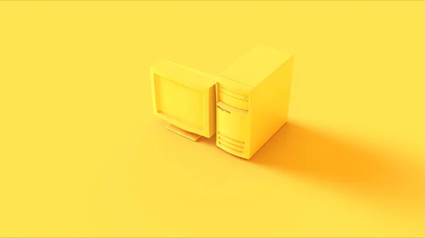 Sarı Eski Masaüstü Bilgisayarı Resim Görüntüleme — Stok fotoğraf