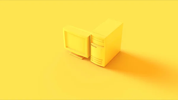 Yellow Old Desktop Computer Monitor Illustration Render — Stock Photo, Image