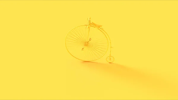 Jaune Penny Farthing Bicyclette Illustration Rendu — Photo