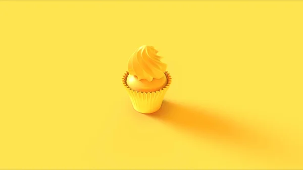 Malá Žlutá Rosette Muffin Dort Ilustrace Vykreslení — Stock fotografie