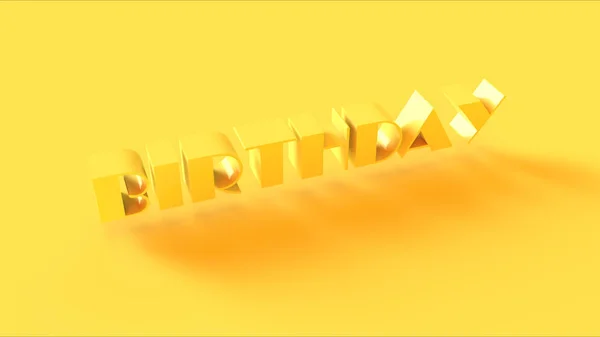 Parlak Sarı Doğum Günü Şareti Illüstrasyon Render — Stok fotoğraf