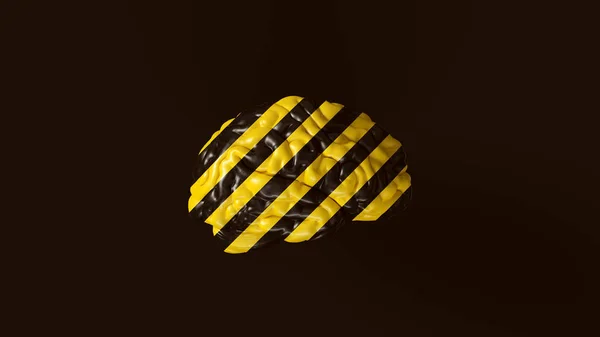 Жовтий Чорний Chevron Шаблон Небезпеки Людський Мозок Анатомічна Модель Ілюстрація — стокове фото
