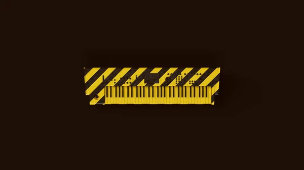 Yellow Black Chevron Hazard Pattern Electronic Keyboard Illustration — Stock Photo, Image