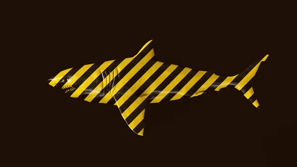 Žlutá Černá Symbol Nebezpečí Vzor Žralok Ilustrace — Stock fotografie