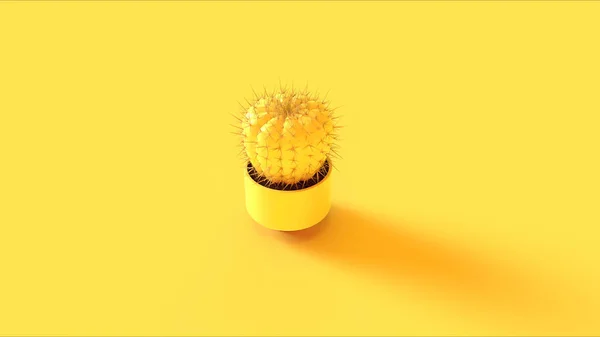 Pequeño Escritorio Oficina Amarillo Cactus Ilustración —  Fotos de Stock