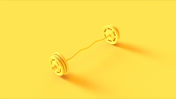 Amarelo Curl Barbell Ilustração Renderização — Fotografia de Stock