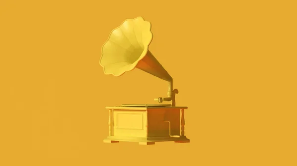 Žlutý Ročník Gramophone Ilustrace Vykreslení — Stock fotografie