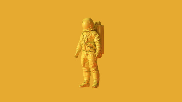 Yellow Spaceman Astronaut Cosmonaut 3d illustration 3d render 