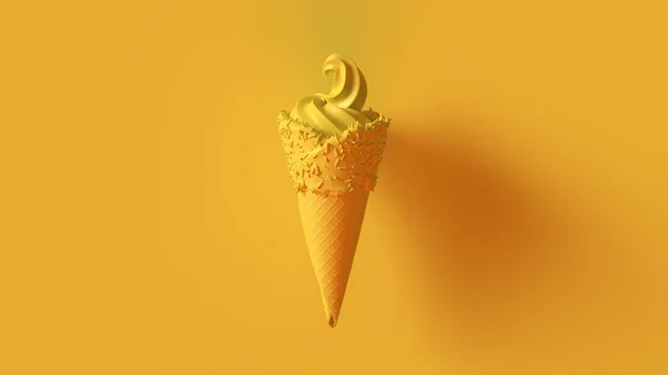 スプリンクルズ3Dイラスト付きイエローアイスクリーム3Dレンダリング — ストック写真