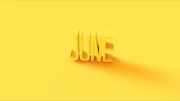 Amarelo Brilhante Junho Sinal Ilustração Render — Fotografia de Stock