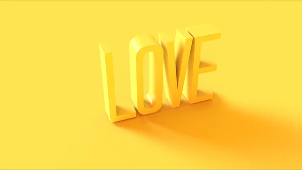 明るい黄色の3D愛のサイン3Dイラスト3Dレンダー — ストック写真