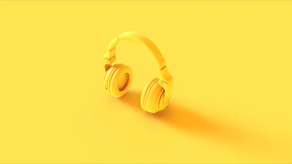 Fones Ouvido Modernos Amarelos Ilustração — Fotografia de Stock