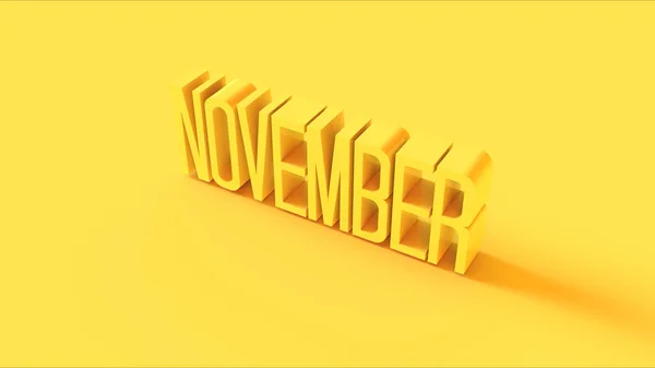 Brillante Amarillo Signo Noviembre Ilustración Render — Foto de Stock