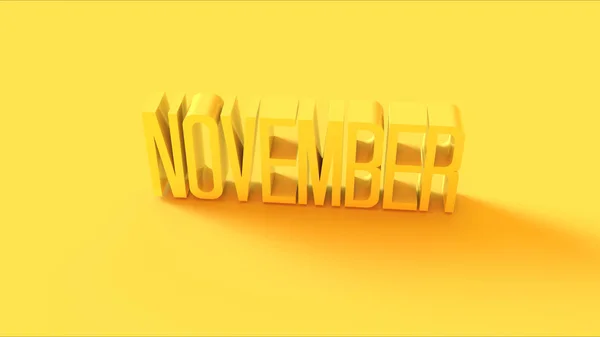 Brillante Amarillo Signo Noviembre Ilustración Render — Foto de Stock