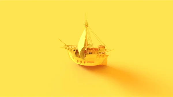 Amarelo Pirata Navio Ilustração Renderização — Fotografia de Stock