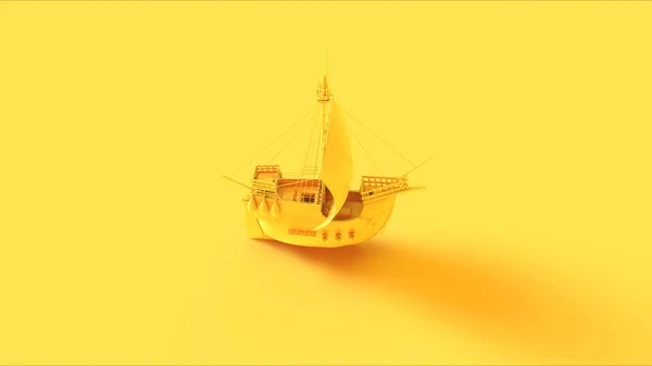 Amarelo Pirata Navio Ilustração Renderização — Fotografia de Stock