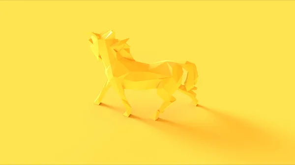 Yellow Polygon Horse Illustratie Rendering — Stockfoto