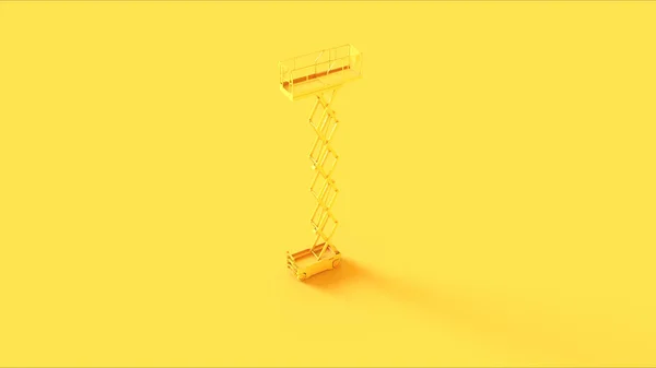 Yellow Scissor Lift Aerial Work Platform Raised 3d illustration 3d render