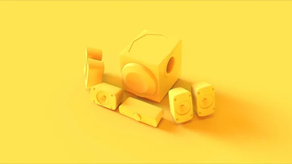 Yellow Speakers Illustration Rendering — 스톡 사진