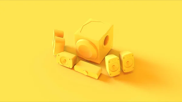 黄色音箱3D插图3D渲染 — 图库照片