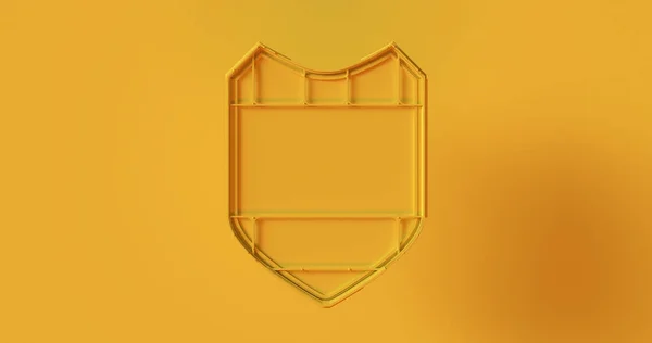 Yellow Shield Badge Illustration Rendering — 스톡 사진