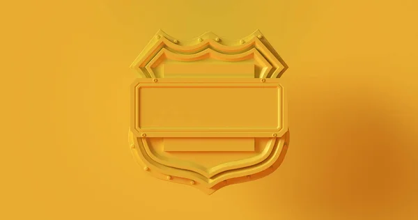 Yellow Shield Badge Illustration Rendering — 스톡 사진