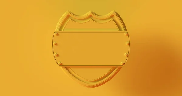 Yellow Shield Badge Illustration Rendering — 스톡 사진