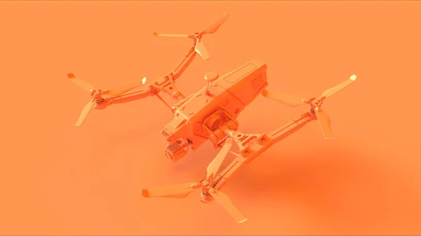 Pomarańczowy Bezzałogowy Aerial Pojazd Drone Ilustracja Render — Zdjęcie stockowe