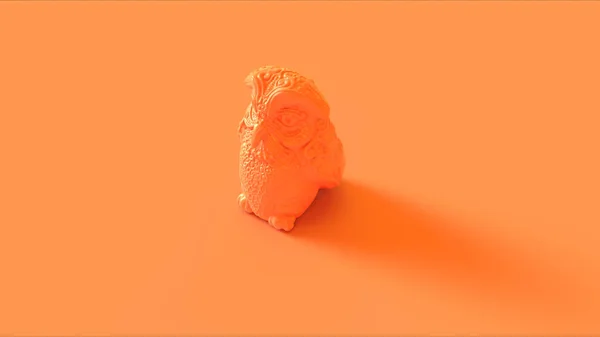 オレンジフクロウギリシャの女神アテナの伝説のフクロウブボ3Dイラスト3Dレンダー — ストック写真