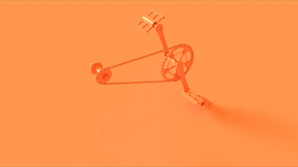 Arancione Bicicletta Manovelle Catena Pedali Vista Laterale Illustrazione Rendering — Foto Stock
