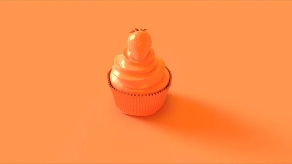 オレンジラグジュアリーストロベリーカップケーキ3Dイラスト — ストック写真