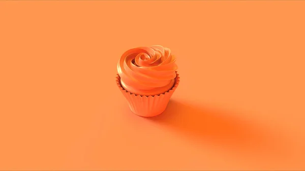 Kleine Orangefarbene Rosette Muffin Kuchen Illustration Render — Stockfoto