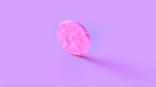 Античная Розовая Монета Афины Иллюстрация — стоковое фото