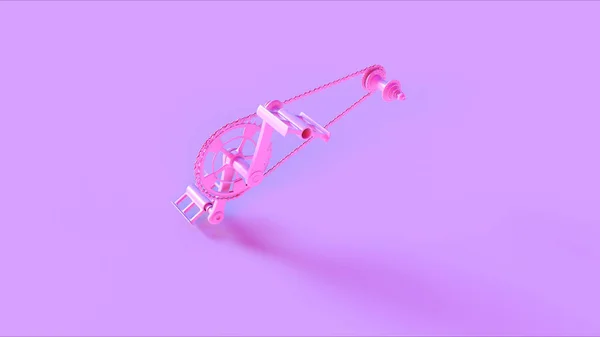 粉红色自行车曲柄链一个小贩3D插图3D渲染 — 图库照片