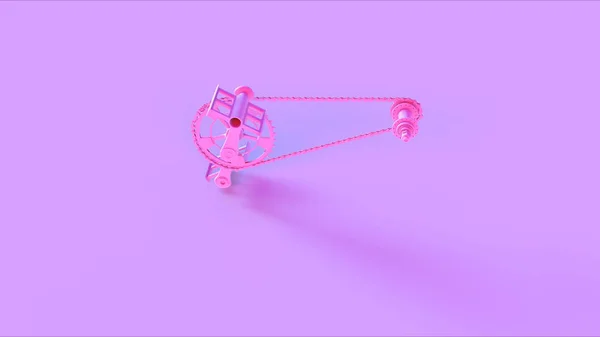 ピンクの自転車クランクチェーンペドル3Dイラスト3Dレンダー — ストック写真