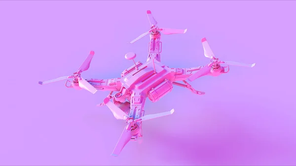 ピンク無人航空機ドローン3Dイラスト3Dレンダー — ストック写真
