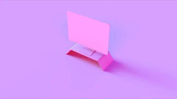 Pink Monitor Setup Oldali Nézet Illusztráció Renderelés — Stock Fotó
