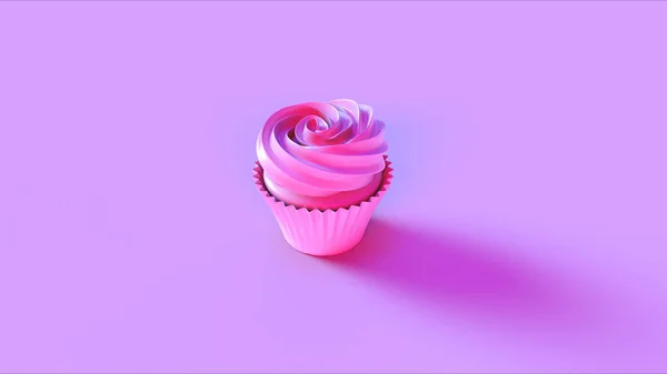 Mała Różowa Rozeta Muffin Cake Ilustracja Render — Zdjęcie stockowe