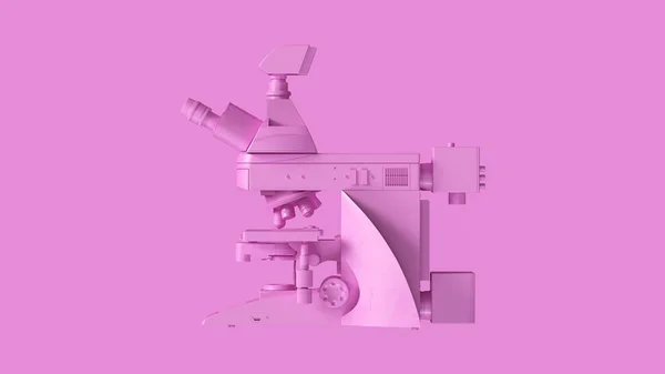 粉红色现代数字显微镜3D插图3D渲染 — 图库照片