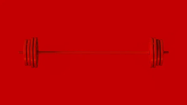 Red Barbell Ilustração Renderização — Fotografia de Stock