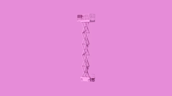 Pink Scissor Lift Antenne Werk Platform Verhoogd Illustratie Renderen — Stockfoto