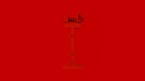 Red Barbell Dumbbell Rack Иллюстрация Рендеринг — стоковое фото