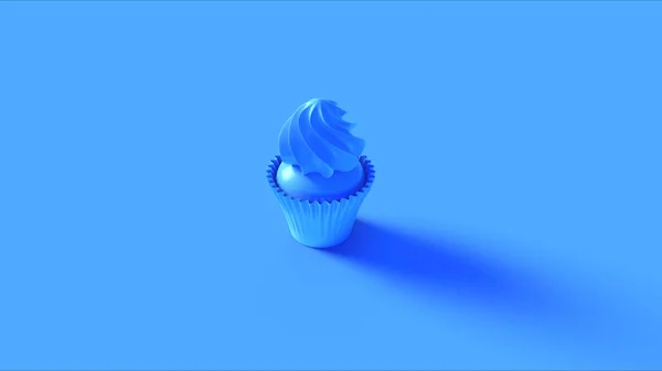 Petit Gâteau Muffins Rosette Bleue Illustration Rendu — Photo
