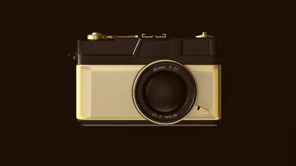 Preto Ouro Vintage Camera Side Ilustração Render — Fotografia de Stock