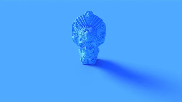 Blauwe Tribal Schedel Masker Standbeeld Buste Illustratie — Stockfoto